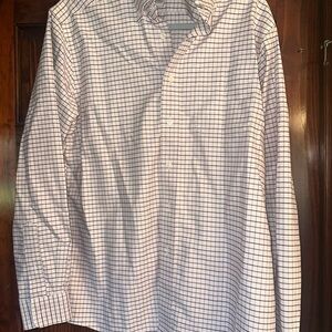 L.L. Bean Men's White and Black Checkered Shirt